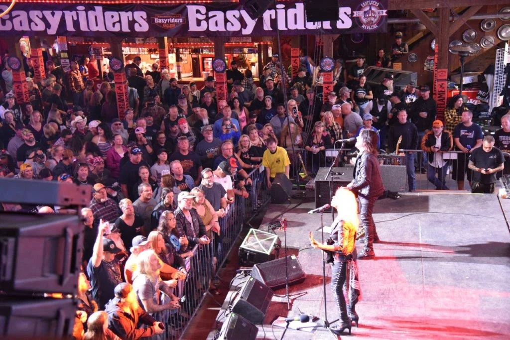 Side view of stage with band playing