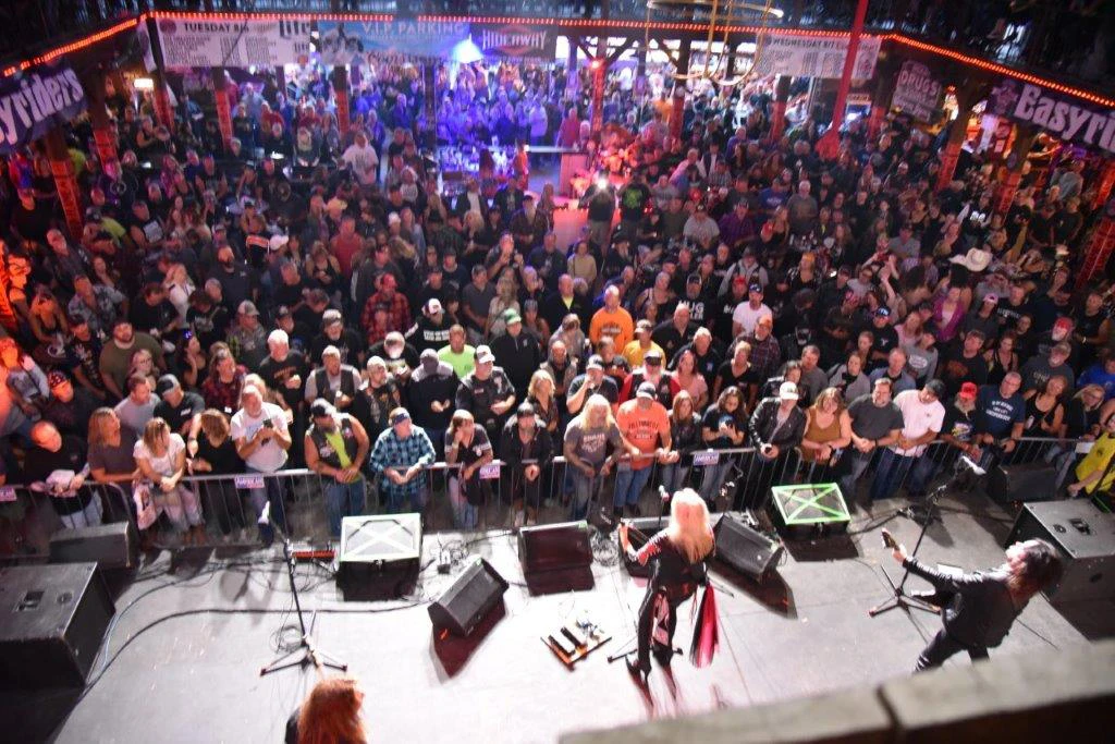 Top view of stage with band playing